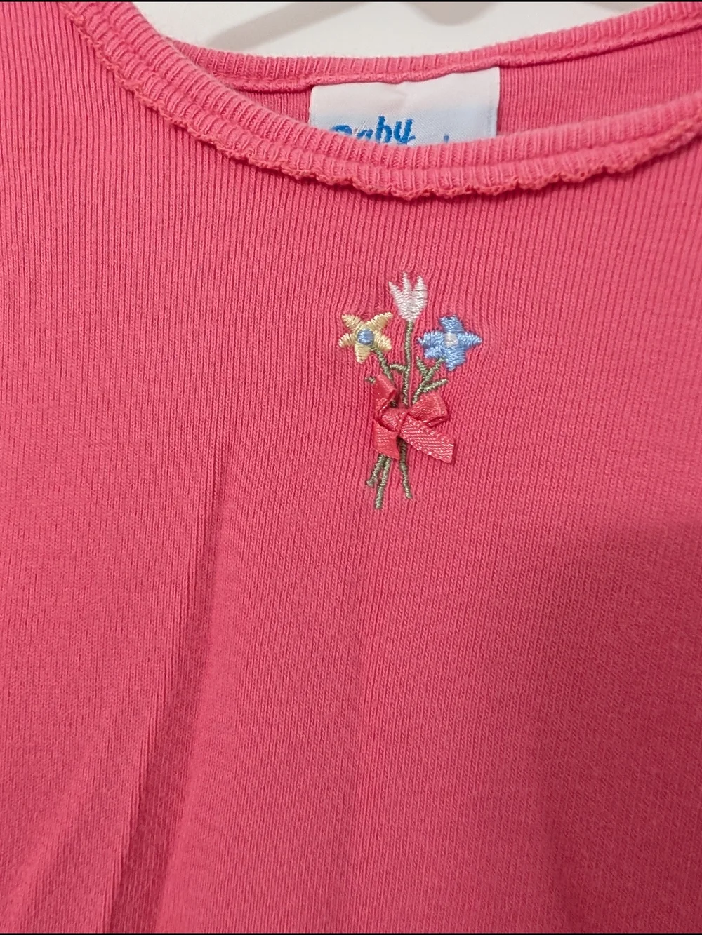 Vintage‎ Baby OshKosh B'gosh Pink Long Sleeve Bodysuit With Flower Embroidery
